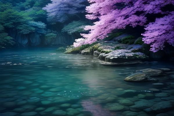 bl漫画角色情感互动场景，两位男性角色在樱花树下对视，画面色调温柔粉紫，线条细腻流畅